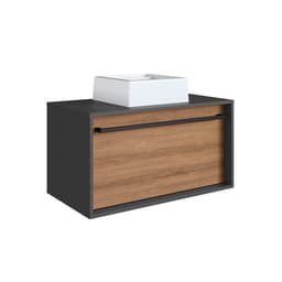 Gabinete de Banheiro com Cuba Estella 1 GV Mel e Grafite