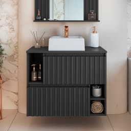 Gabinete de Banheiro com Cuba Luiza I 2 PT Grafite