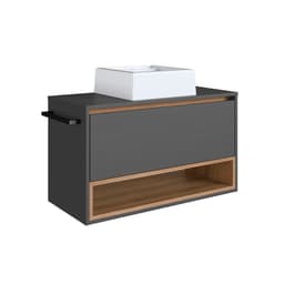 Gabinete de Banheiro com Cuba Viseu 1 PT Grafite e Mel