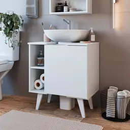 Gabinete de Banheiro de Coluna Slim 1 PT Branco
