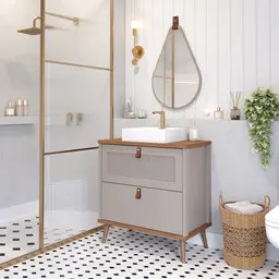 Gabinete para Banheiro Veneto 1 PT 1 GV Capuccino e Freijó 61 cm