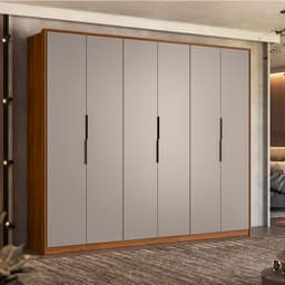 Guarda-Roupa Casal Atrice 6 Portas 6 Gavetas Nogueira e Nude