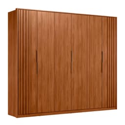 Guarda-Roupa Casal Atrice com Detalhe Ripado 6 Portas 6 Gavetas Nogueira