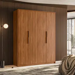 Guarda-Roupa Casal Attore 4 Portas 3 Gavetas Nogueira