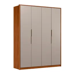 Guarda-Roupa Casal Attore 4 Portas 3 Gavetas Nogueira e Nude