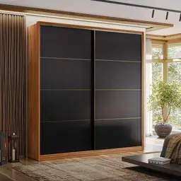 Guarda-Roupa Casal Belga Flex 2 Portas 3 Gavetas Nogueira e Preto