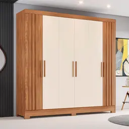 Guarda-Roupa Casal Briz 6 Portas 3 Gavetas Nature e Off White