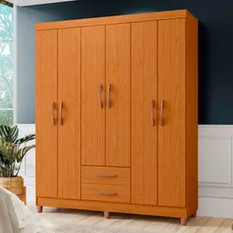 Guarda-Roupa Casal Âmbar 6 Portas 2 Gavetas Cinamomo