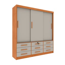 Guarda-Roupa Casal Chicago 3 Portas 9 Gavetas Cinamomo e Off White