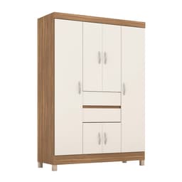 Guarda-Roupa Casal Ecom 6 Portas 2 Gavetas Amêndola e Off White
