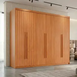 Guarda-Roupa Casal Frisado Xangai 100% MDF 6 Portas 2 Gavetas Naturalle