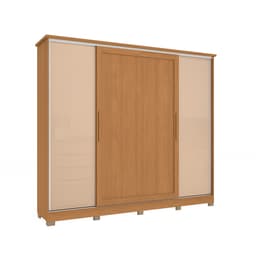 Guarda-Roupa Casal Hambers com Pés Flex 4 Portas 4 Gavetas Canela e Macadâmia