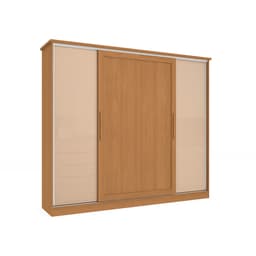 Guarda-Roupa Casal Hambers sem Pés Flex 4 Portas 4 Gavetas Canela e Macadâmia