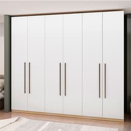 Guarda-Roupa Casal Infinity 6 Portas 3 Gavetas Branco e Savana