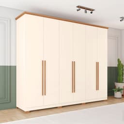 Guarda-Roupa Casal Leblon 6 Portas 6 Gavetas Off White e Nature