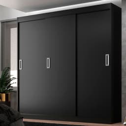 Guarda-Roupa Casal Lisboa 3 Portas 2 Gavetas Preto
