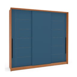 Guarda-Roupa Casal Lisboa 3 Portas 4 Gavetas Freijó e Azul