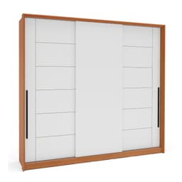 Guarda-Roupa Casal Lisboa 3 Portas 4 Gavetas Freijó e Branco