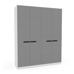 Guarda-Roupa Casal Lisboa 4 Portas 4 Gavetas Branco e Cinza