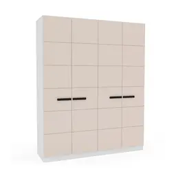 Guarda-Roupa Casal Lisboa 4 Portas 4 Gavetas Branco e Creme