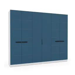 Guarda-Roupa Casal Lisboa 6 Portas 4 Gavetas Branco e Azul