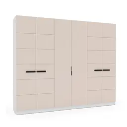Guarda-Roupa Casal Lisboa 6 Portas 4 Gavetas Branco e Creme