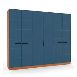 Guarda-Roupa Casal Lisboa 6 Portas 4 Gavetas Freijó e Azul