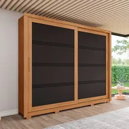 Guarda-Roupa Casal Medelín 2 Portas 4 Gavetas Nature e Preto