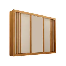 Guarda-Roupa Casal Milano 100% MDF 3 Portas 4 Gavetas Cinamomo e Off White