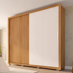 Guarda-Roupa Casal Moviment 2 Portas 4 Gavetas Freijó e Off White