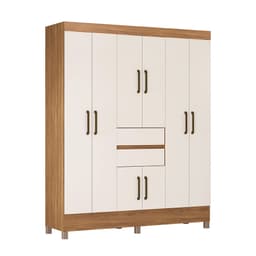 Guarda-Roupa Casal Munique 8 Portas 2 Gavetas Amêndola e Off White