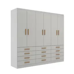 Guarda-Roupa Casal New Monaco 6 Portas 12 Gavetas Branco