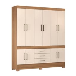 Guarda-Roupa Casal New Murano 10 Portas 3 Gavetas Amêndola e Off White