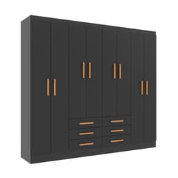 Guarda-Roupa Casal Paris 8 Portas 6 Gavetas Preto