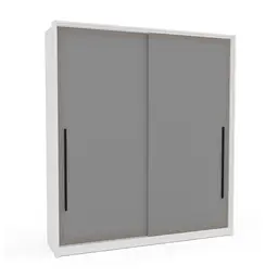 Guarda-Roupa Casal Valência 2 Portas 2 Gavetas Branco e Cinza