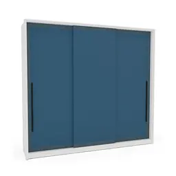 Guarda-Roupa Casal Valência 3 Portas 4 Gavetas Branco e Azul
