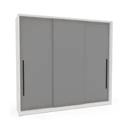 Guarda-Roupa Casal Valência 3 Portas 4 Gavetas Branco e Cinza
