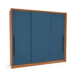 Guarda-Roupa Casal Valência 3 Portas 4 Gavetas Freijó e Azul