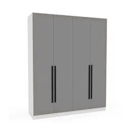 Guarda-Roupa Casal Valência 4 Portas 4 Gavetas Branco e Cinza