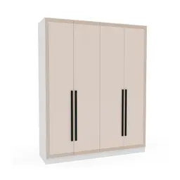 Guarda-Roupa Casal Valência 4 Portas 4 Gavetas Branco e Creme