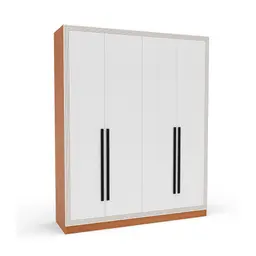 Guarda-Roupa Casal Valência 4 Portas 4 Gavetas Freijó e Branco