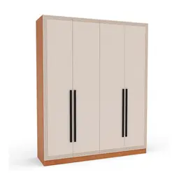 Guarda-Roupa Casal Valência 4 Portas 4 Gavetas Freijó e Creme