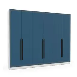 Guarda-Roupa Casal Valência 6 Portas 4 Gavetas Branco e Azul