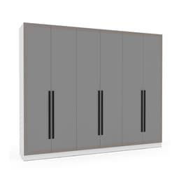 Guarda-Roupa Casal Valência 6 Portas 4 Gavetas Branco e Cinza