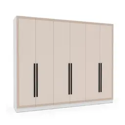 Guarda-Roupa Casal Valência 6 Portas 4 Gavetas Branco e Creme