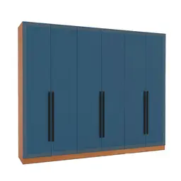 Guarda-Roupa Casal Valência 6 Portas 4 Gavetas Freijó e Azul