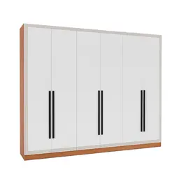 Guarda-Roupa Casal Valência 6 Portas 4 Gavetas Freijó e Branco