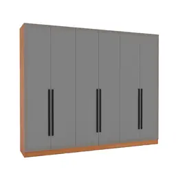 Guarda-Roupa Casal Valência 6 Portas 4 Gavetas Freijó e Cinza