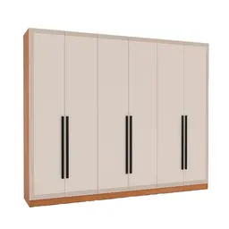 Guarda-Roupa Casal Valência 6 Portas 4 Gavetas Freijó e Creme