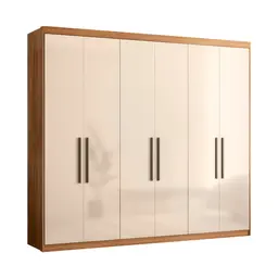 Guarda-Roupa Casal Venice 6 Portas 4 Gavetas Amêndola e Off White